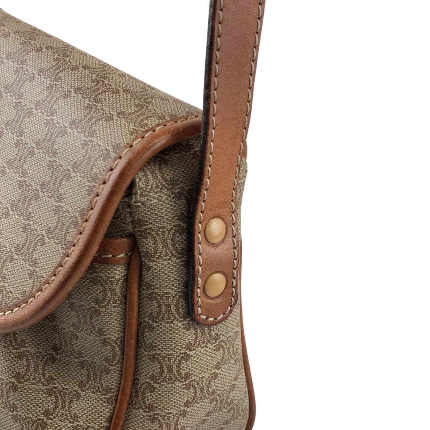 CELINE Macadam Triomphe Front Buckle Shoulder bag Beige Vintage xwff8x