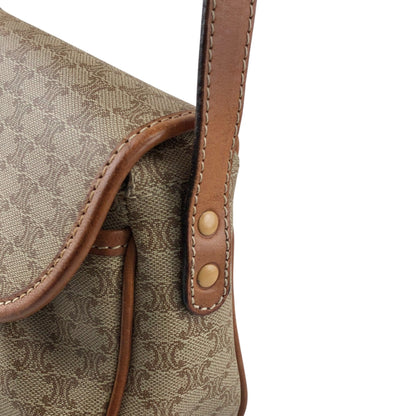 CELINE Macadam Triomphe Front Buckle Shoulder bag Beige Vintage xwff8x