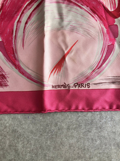 HERMES SILK Scarf Pink Vintage dmp2j5