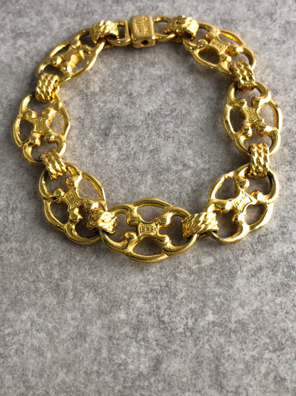 CELINE Blason Bracelet Gold Vintage c8w5h2