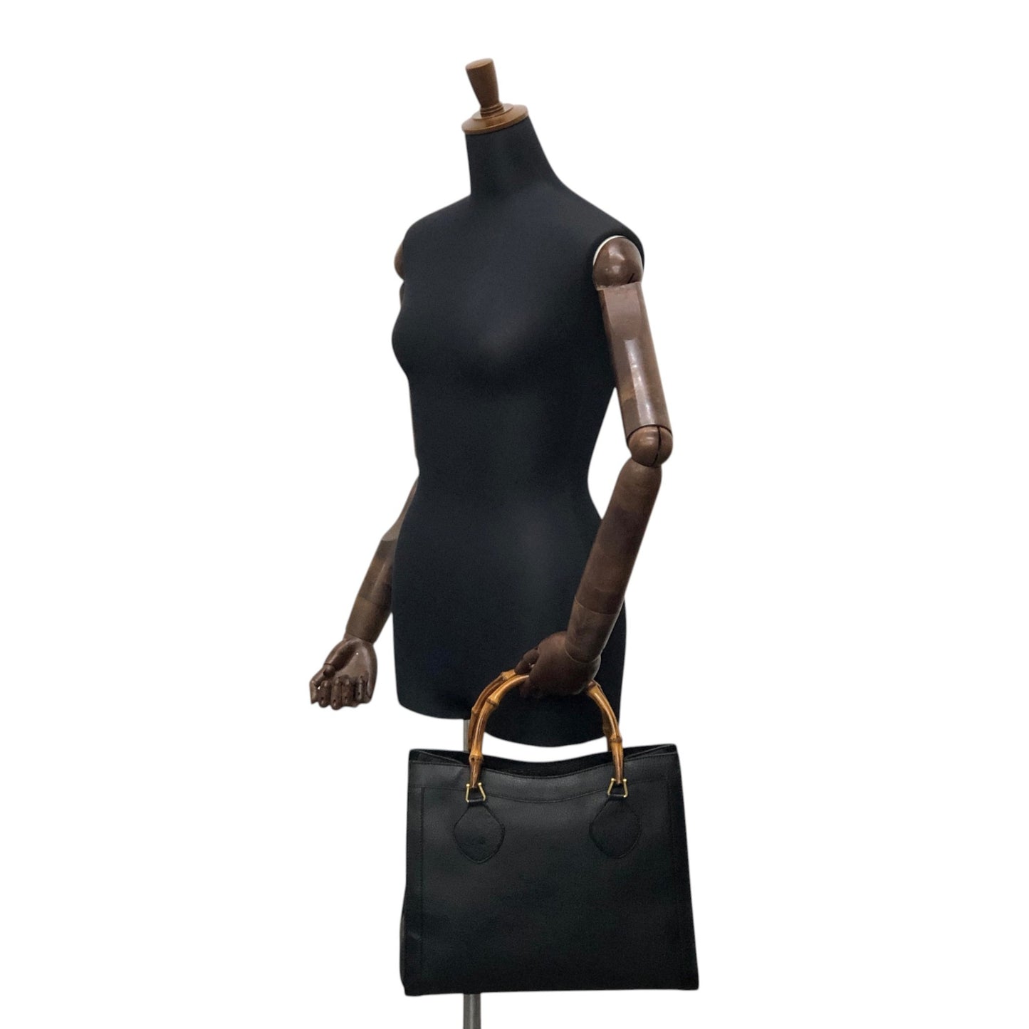 GUCCI Bamboo   Handbag Black 002・1095・0260 Vintage spzj7v
