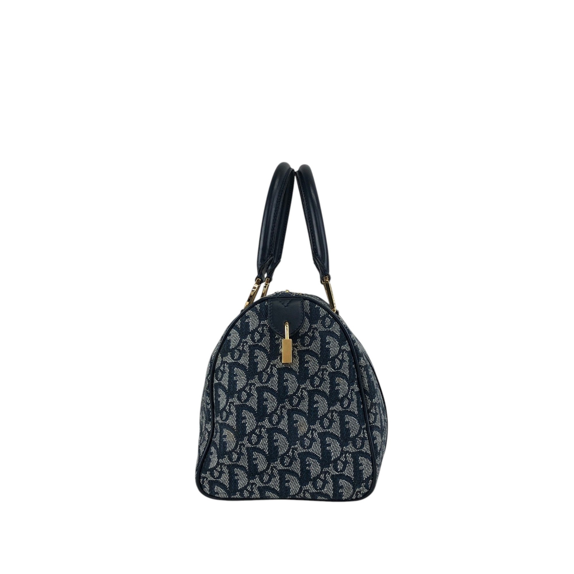 Christian Dior Trotter Small Boston bag Handbag Navy Vintage