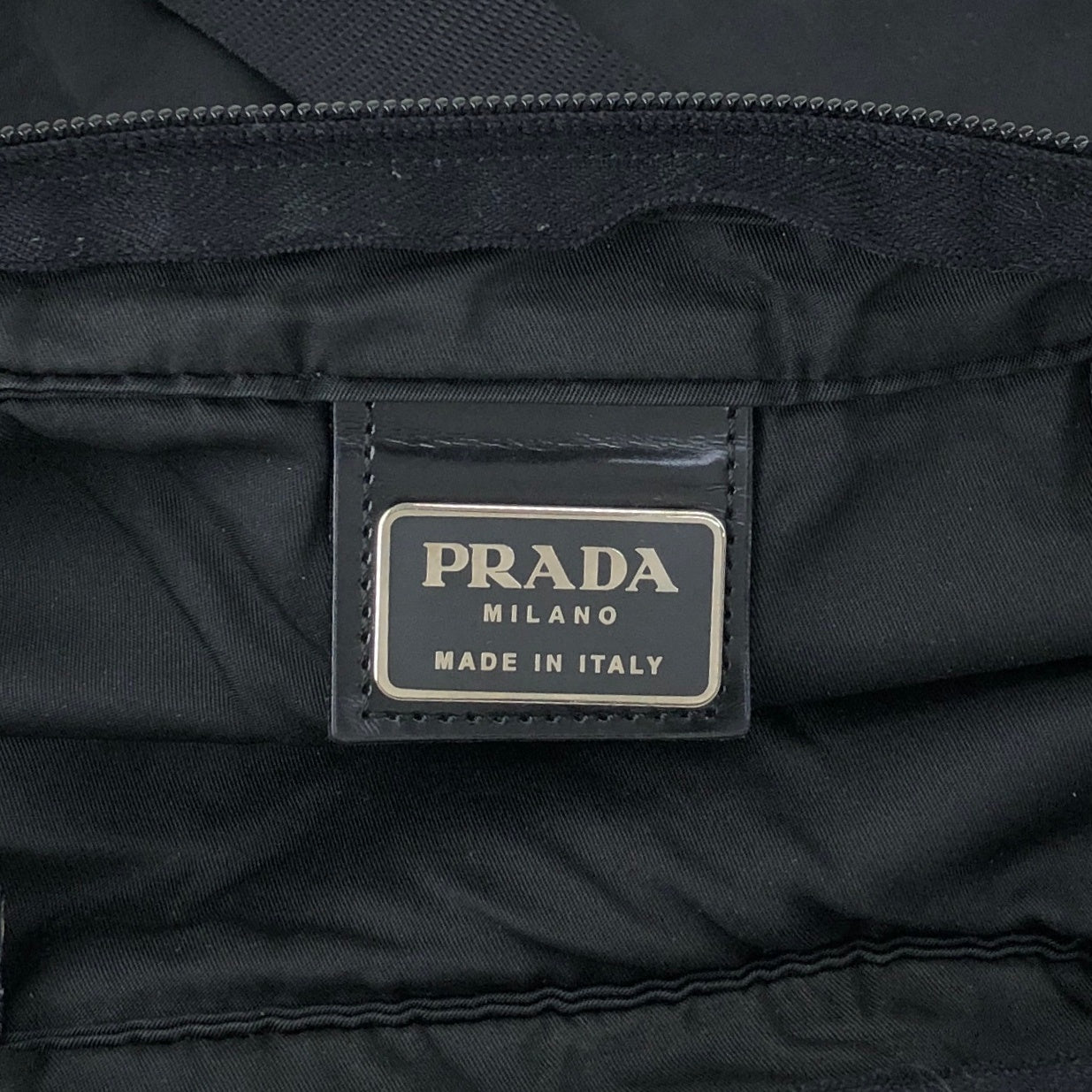 PRADA Tessuto Triangle Logo Handbag Totebag Black Vintage crng7f