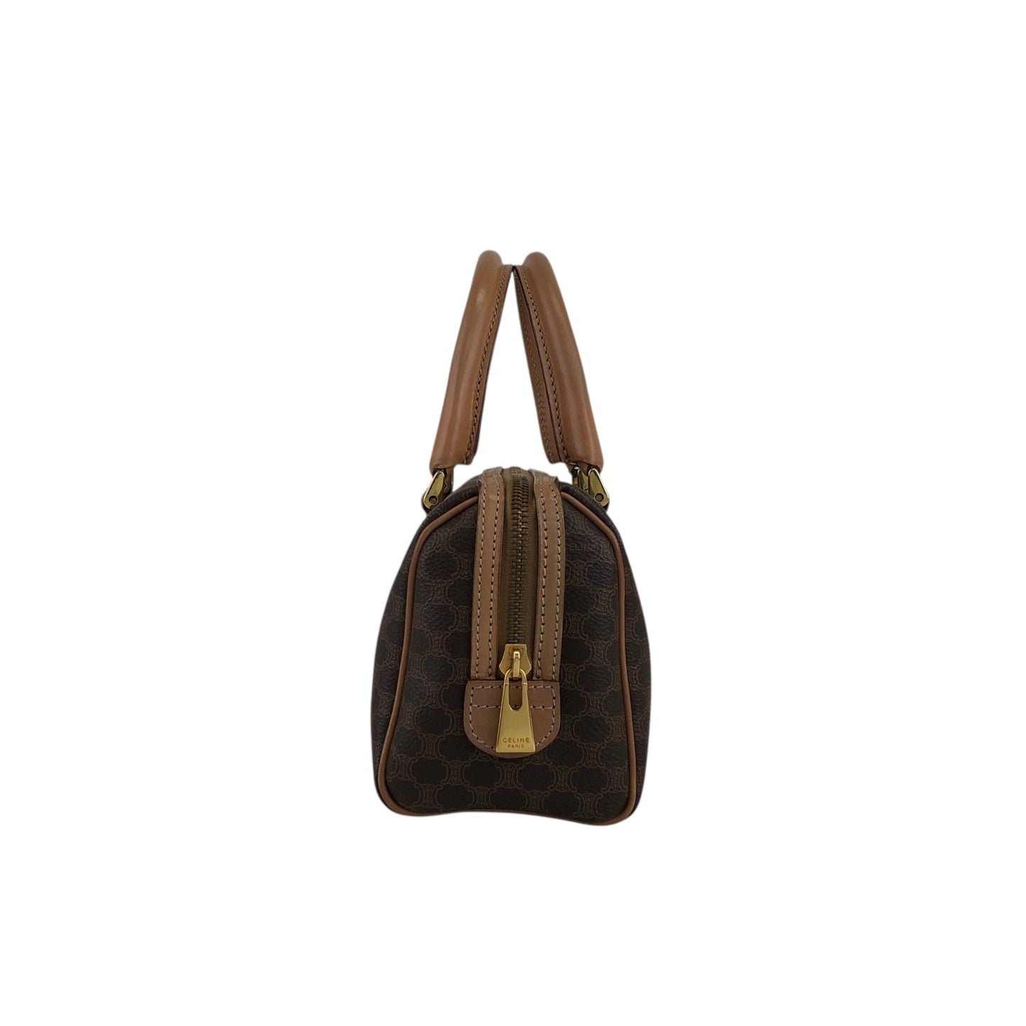 CELINE Macadam Two-way Handbag Shoulder bag Brown Vintage jjjan3