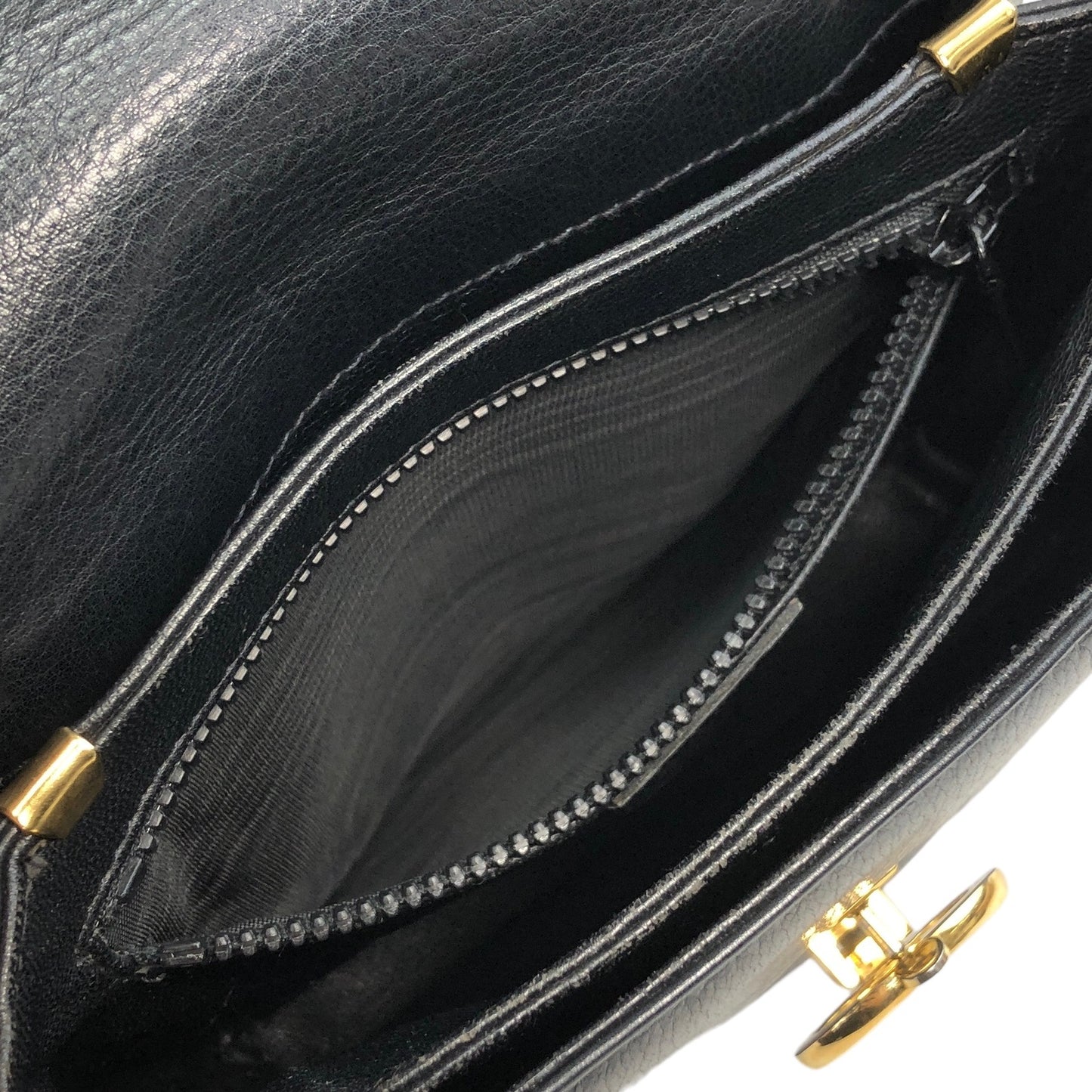 CELINE Blason Leather Shoulder bag Black Vintage hzmtvx