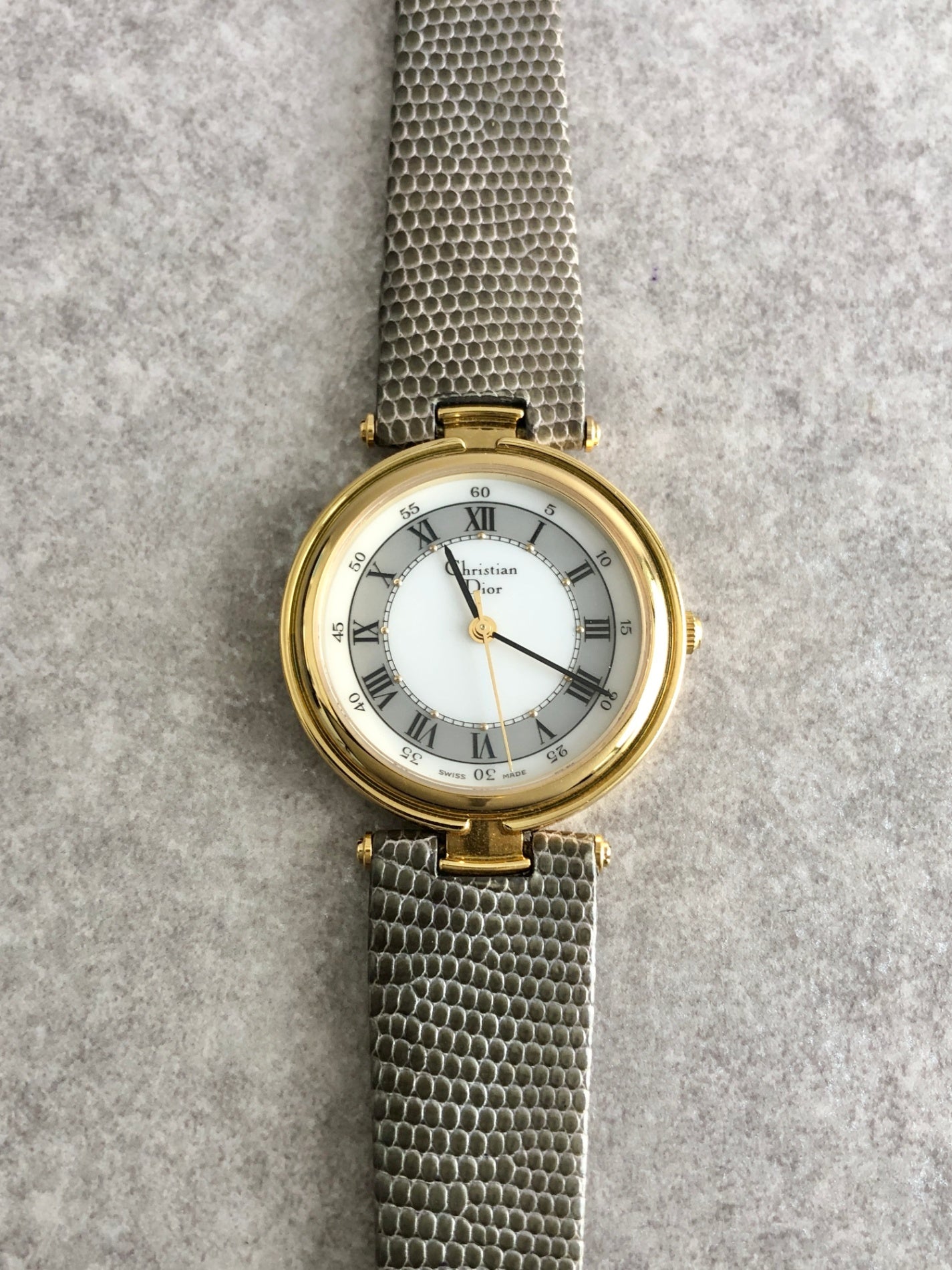 Christian Dior Quartz Watch Gold×Gray 3006 Vintage vwkm72