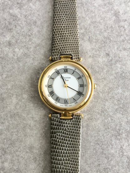 Christian Dior Quartz Watch Gold×Gray 3006 Vintage vwkm72
