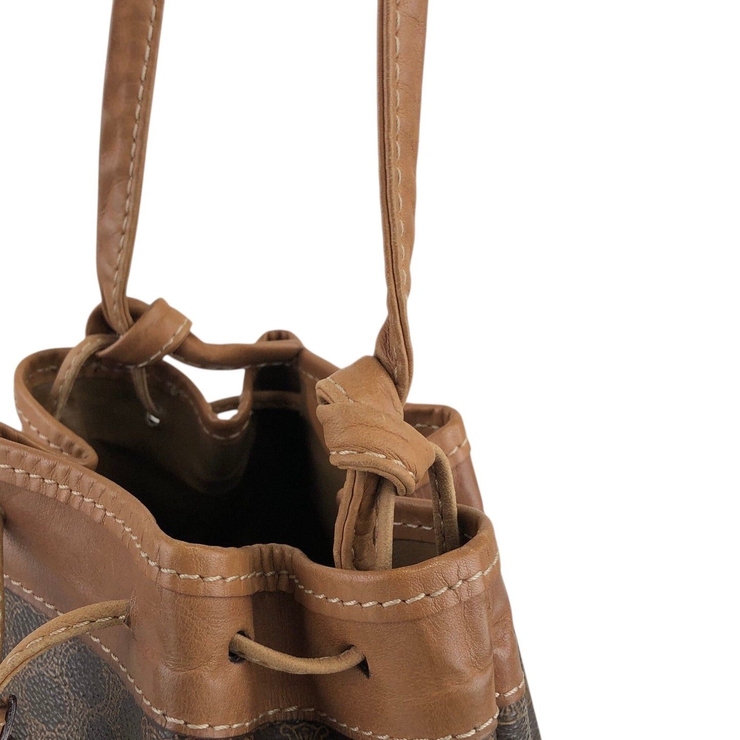 CELINE Macadam Blason Drawstring Shoulder bag Brown Vintage wt5bvk