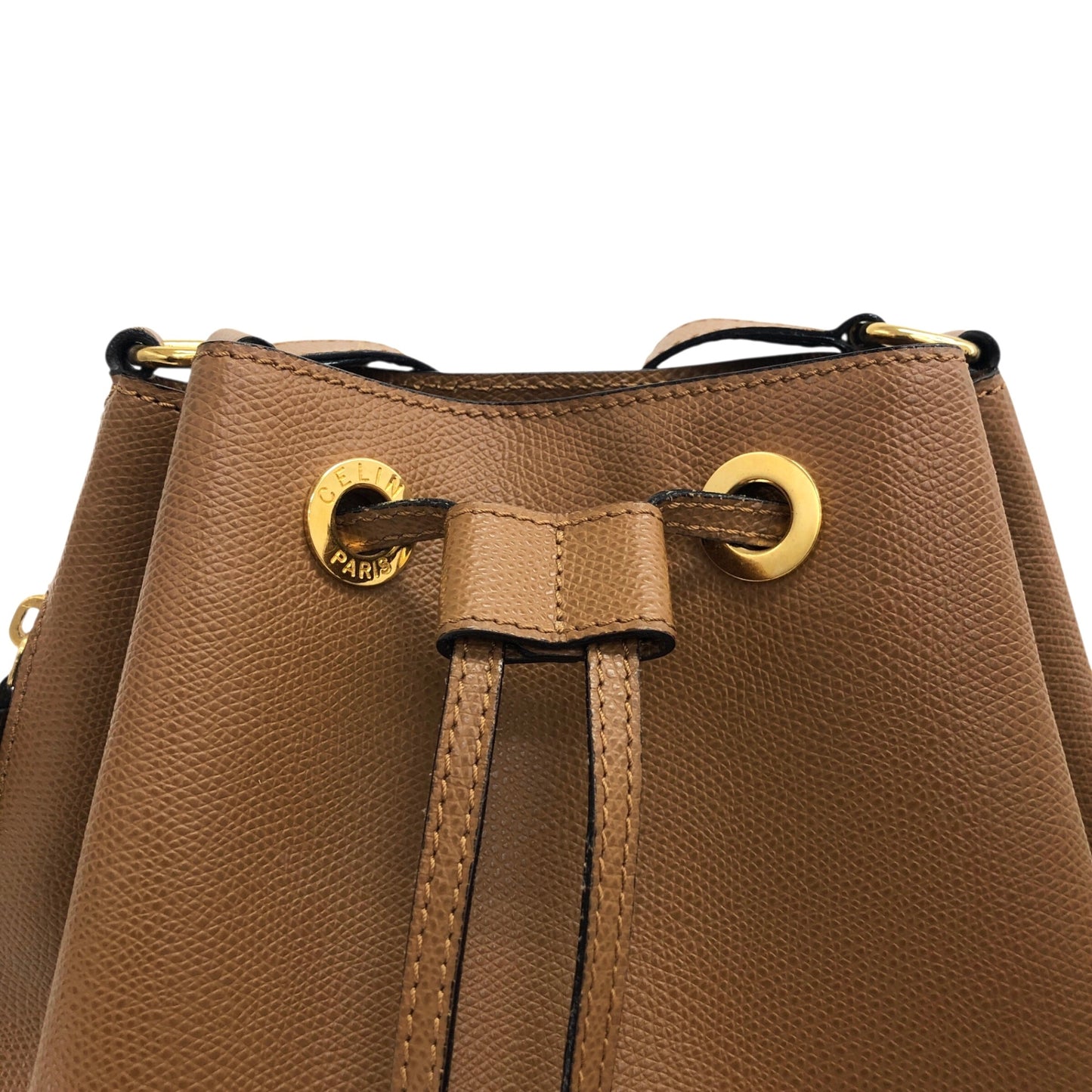 CELINE Drawstring Shoulder bag Brown Vintage e2mn4e