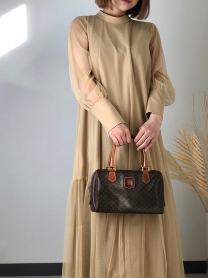 CELINE Macadam Blason Small Boston bag Brown Vintage vyeix4