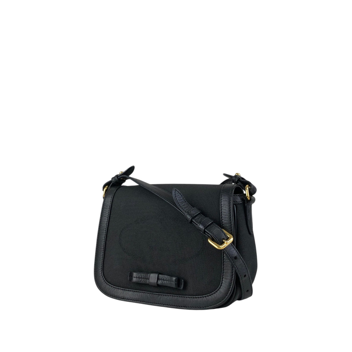 PRADA Logo Shoulder bag Black Vintage 4w22ct