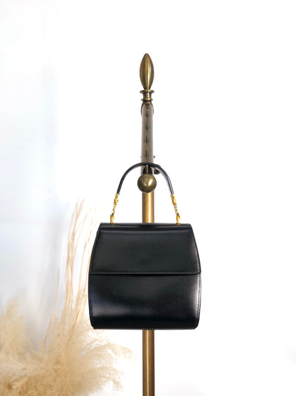Christian Dior CD Logo Top Handle Handbag Black Vintage bv6834
