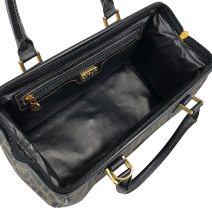 FENDI Zucca Logo Two-way Handbag Shoulder bag Boston bag Black Vintage yh8esb