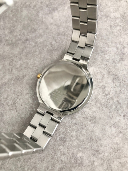 Yves Saint Laurent YSL Logo Quartz Watch Silver×Gold 9620-H13821Y Vintage 2pha88