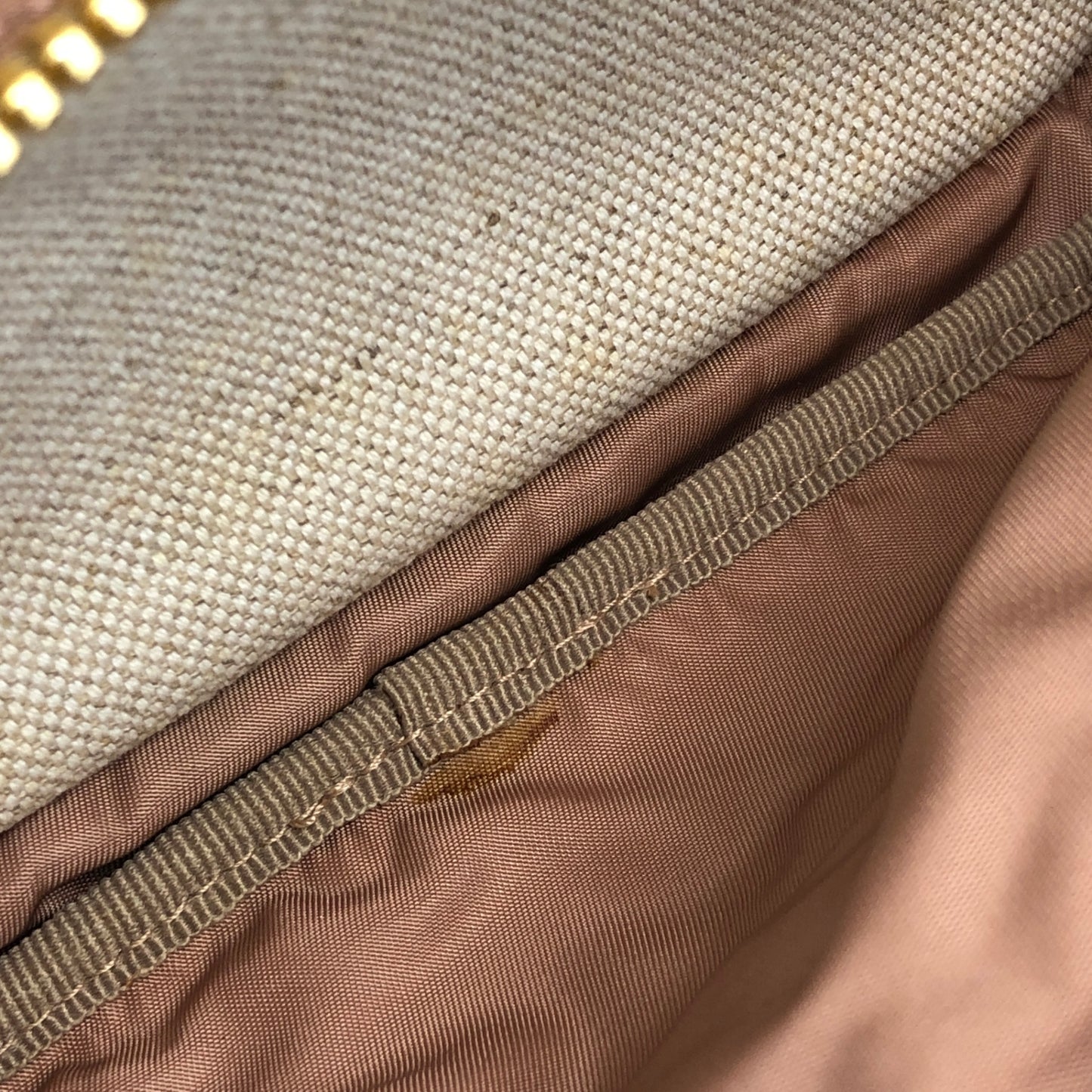 PRADA Triangle Logo Multi Pocket Handbag Totebag Beige×Blue Vintage fkki3a