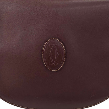 Cartier Logo Embossed Round Shoulder bag Bordeaux Vintage i6sky4