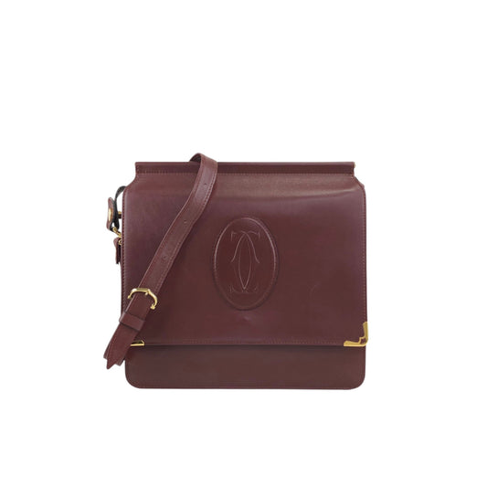 Cartier Logo Embossed Flap Shoulder bag Bordeaux Vintage hydpbp