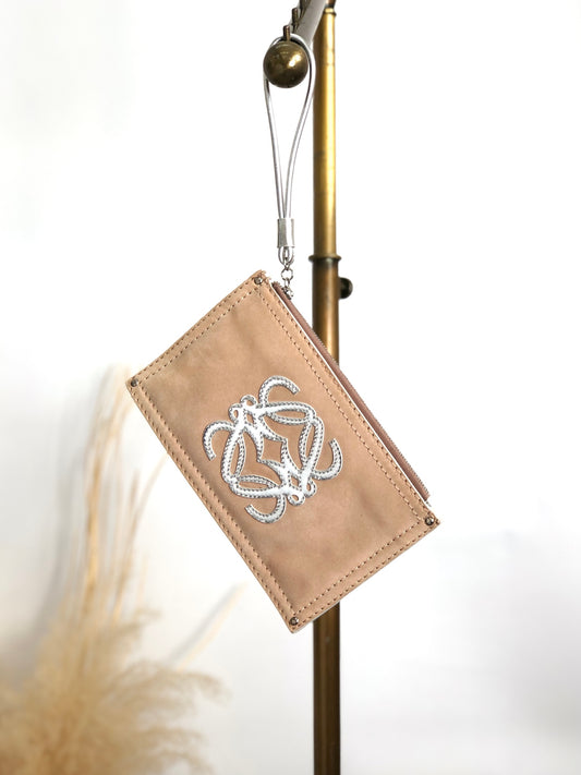 LOEWE Anagram Clutch bag Beige×Silver Vintage 6kjxsb