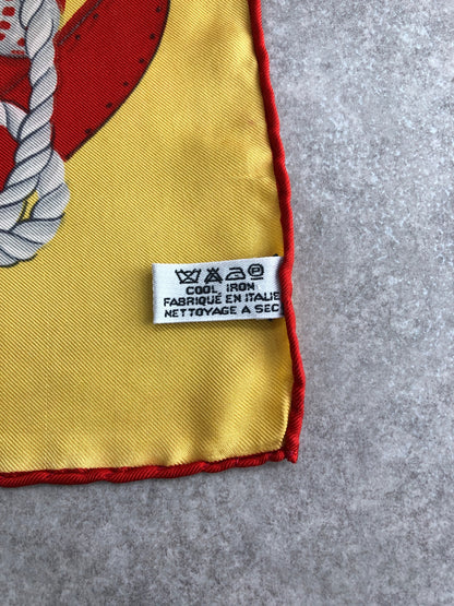 CELINE SILK Scarf Yellow Vintage t7z5n3
