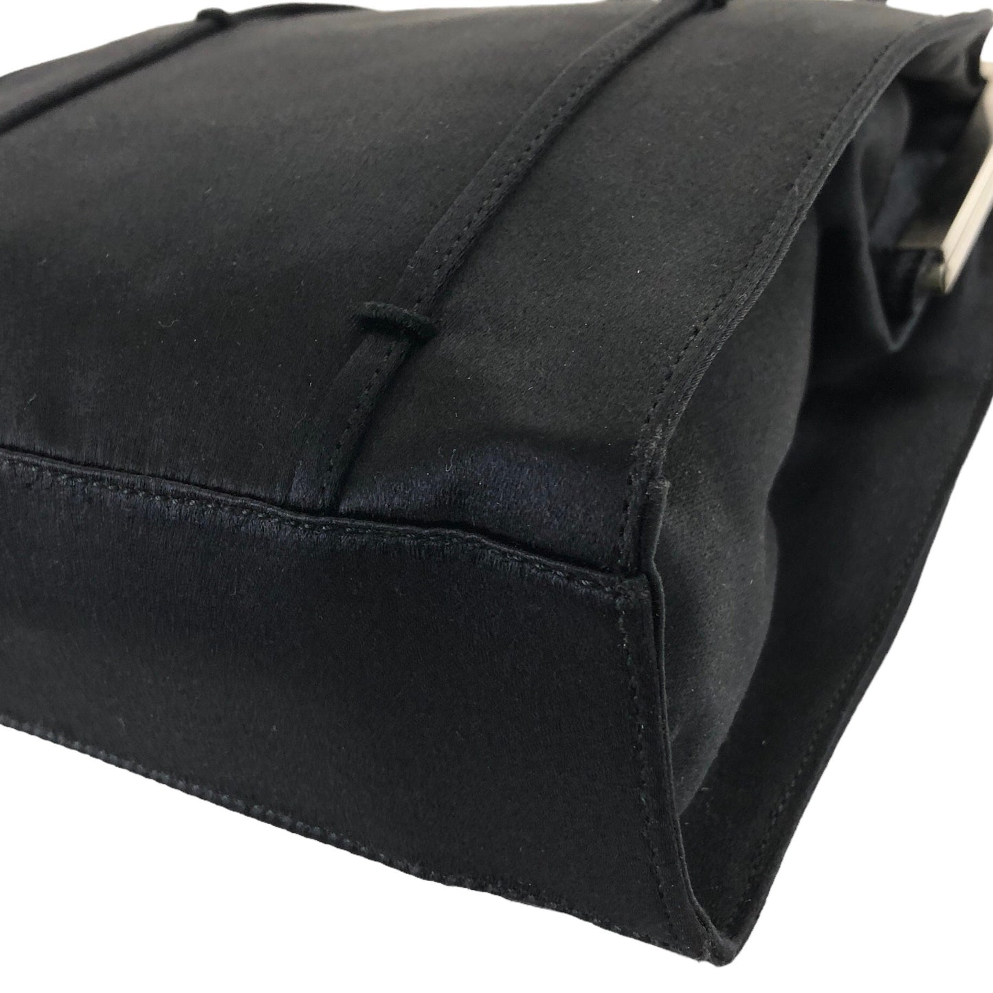 PRADA Logo Nylon Metal Clasp Handbag Black Vintage mk7yc6