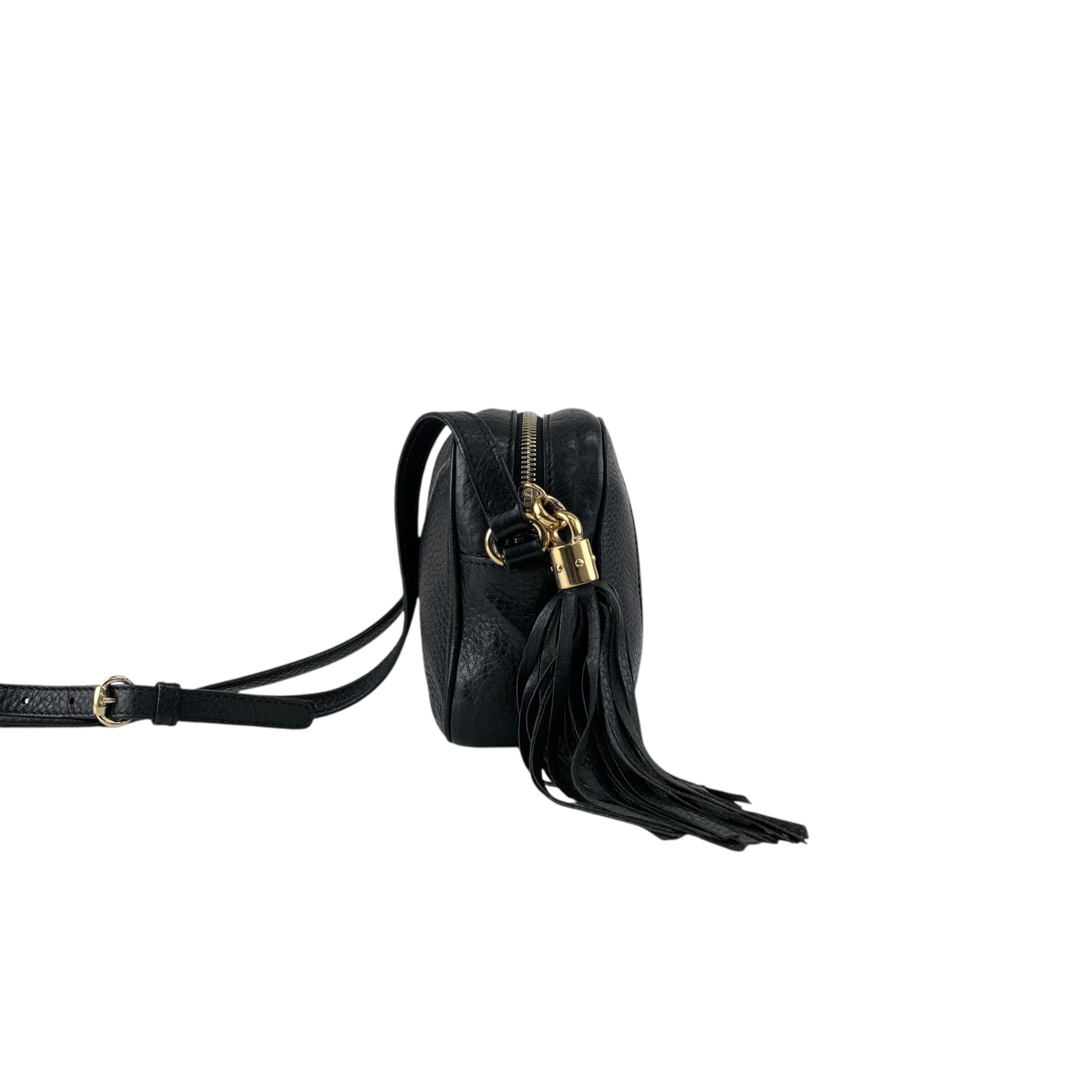 GUCCI Interlocking Tassel Crossbody Shoulder bag Black Vintage