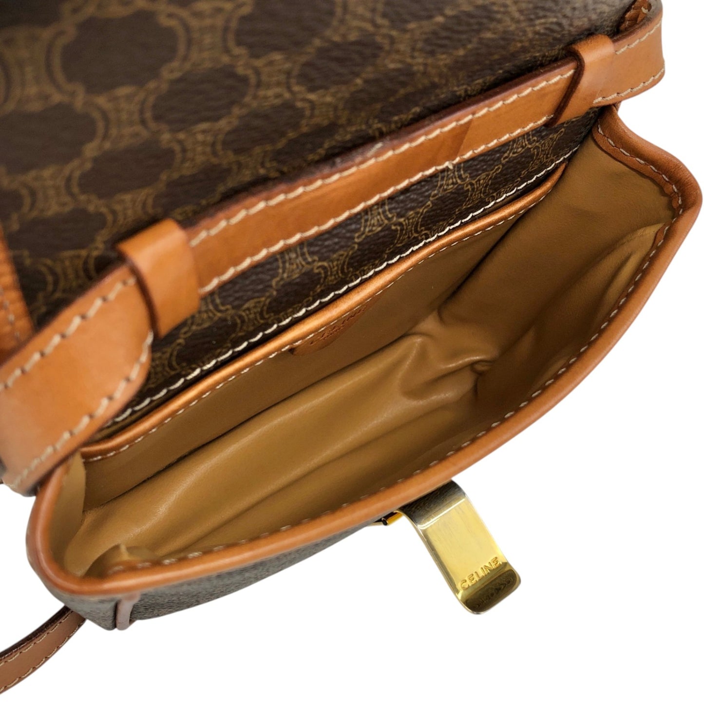 CELINE Macadam Logo Shoulder bag Brown Vintage ajpy3m
