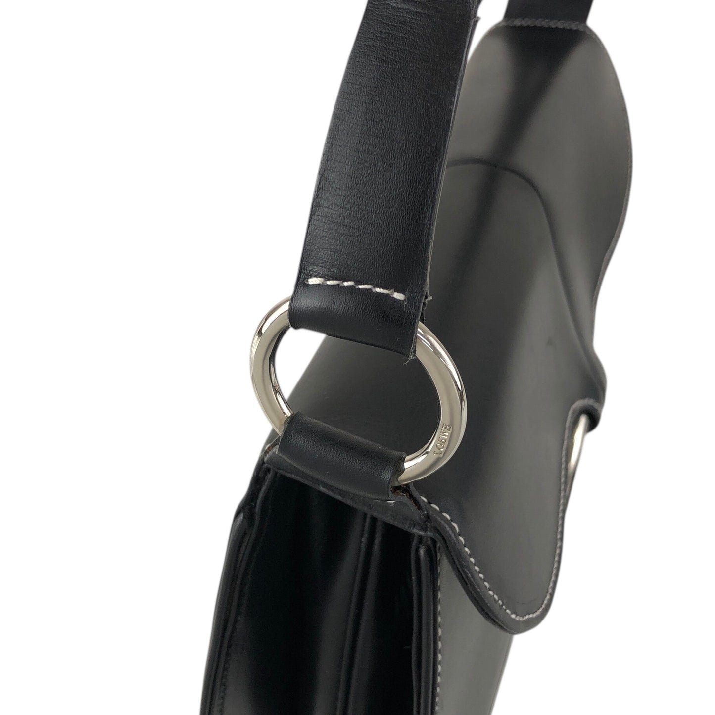 LOEWE Logo Shoulder bag Black Vintage sy8ch6