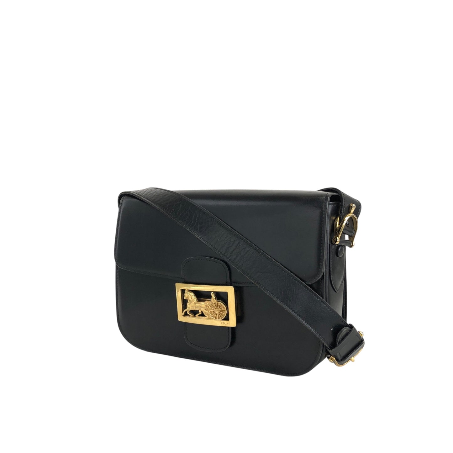 CELINE Horse Carriage Shoulder bag Black Vintage rx5dkd
