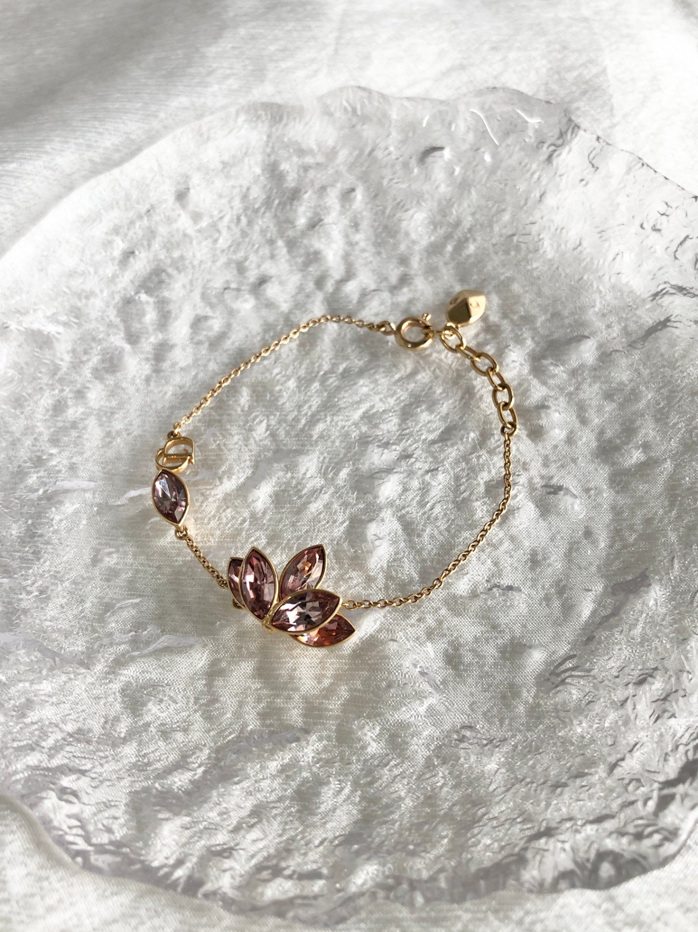 Christian Dior Stone Bracelet Gold×Pink Vintage 7bj8g5