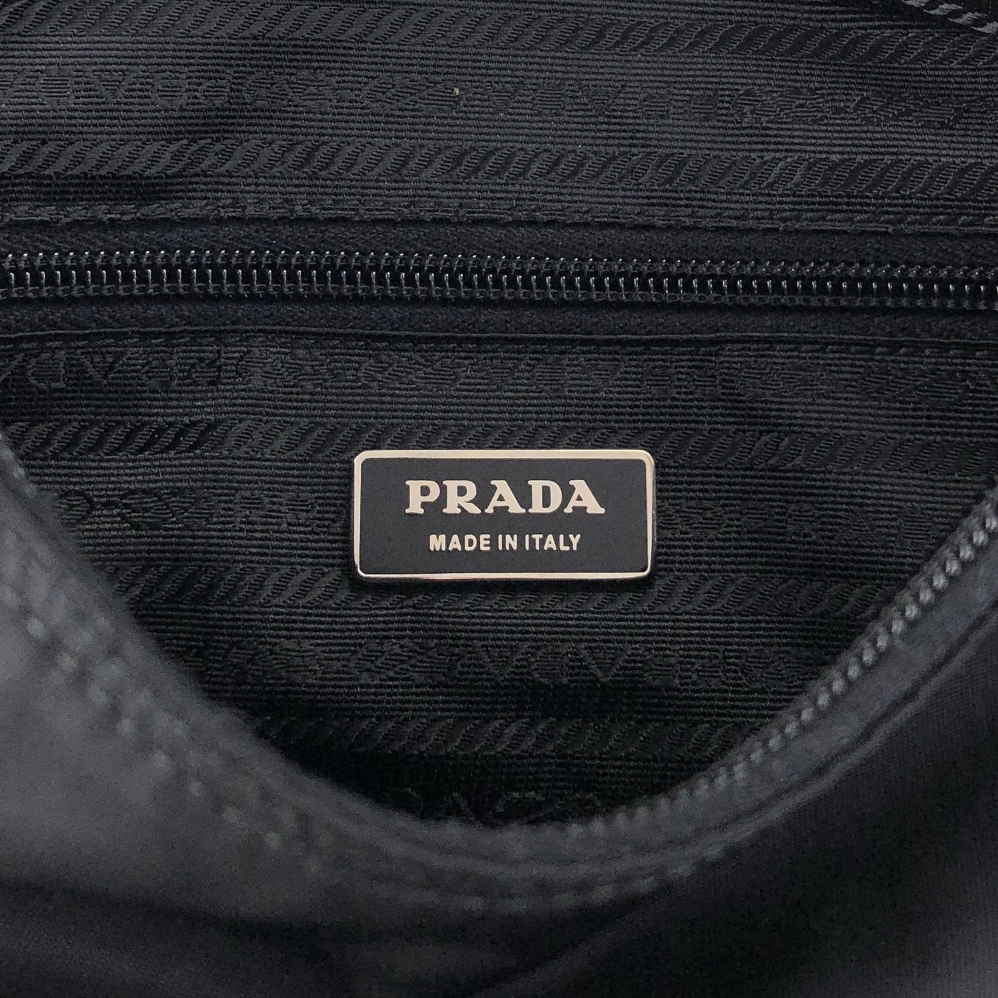 PRADA Tessuto Triangle Logo Front Buckle Double Pocket Shoulder bag Black Vintage yejdb4