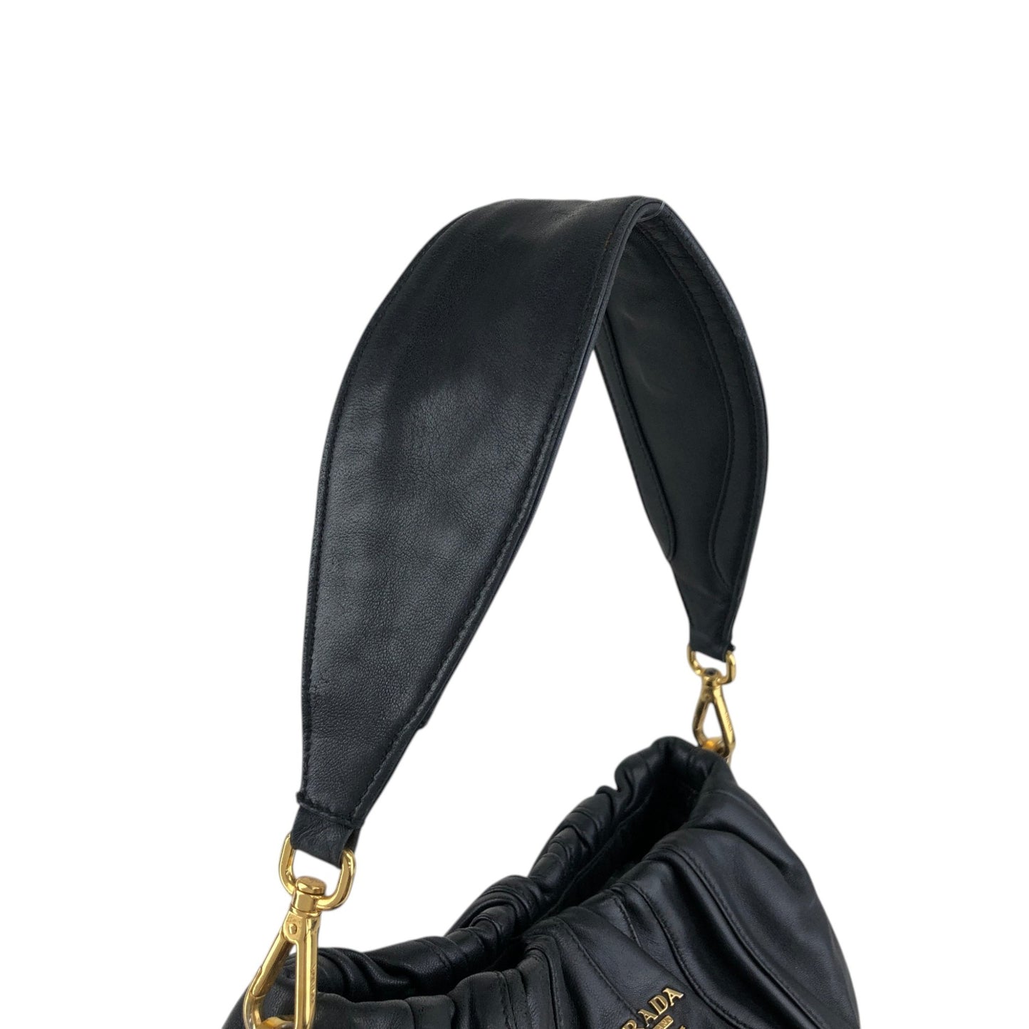 PRADA Logo Shoulder bag Black Vintage 6yixa5