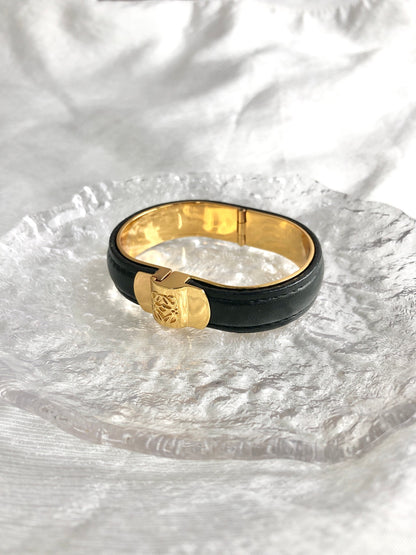 LOEWE Anagram Bangle Black×Gold Vintage 3pc2jj