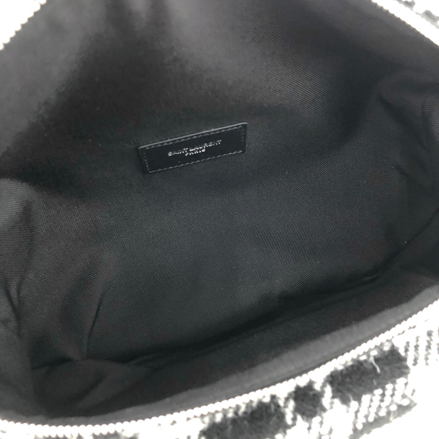 SAINTLAURENT PARIS Fabric Sling Bag Black White Vintage y3fayf