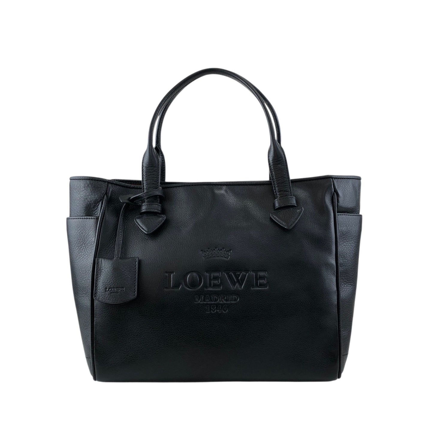 LOEWE Logo Embossed Totebag Black Vintage sfdiue