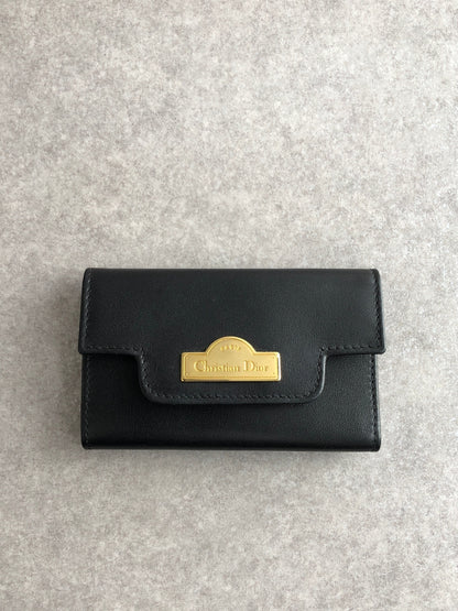 Christian Dior Logo Key Case Black Vintage s324bp