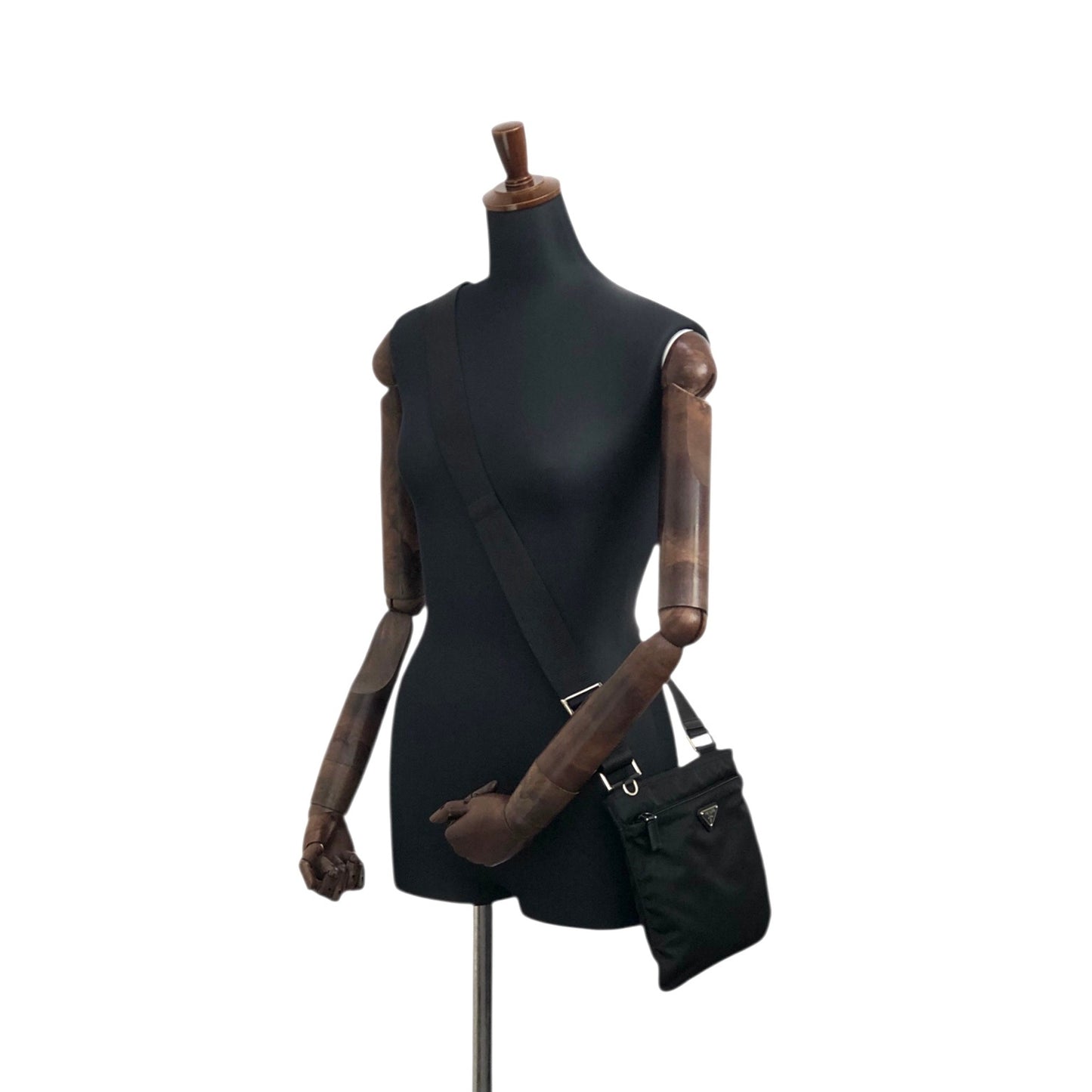 PRADA Tessuto Triangle Logo Shoulder bag Black Vintage ifhbwp