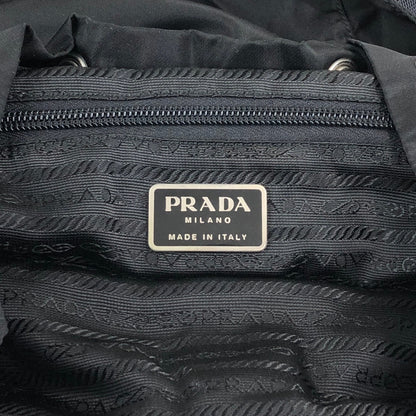 PRADA Tessuto Triangle Logo Front Buckle Backpack Black Vintage ue56ys