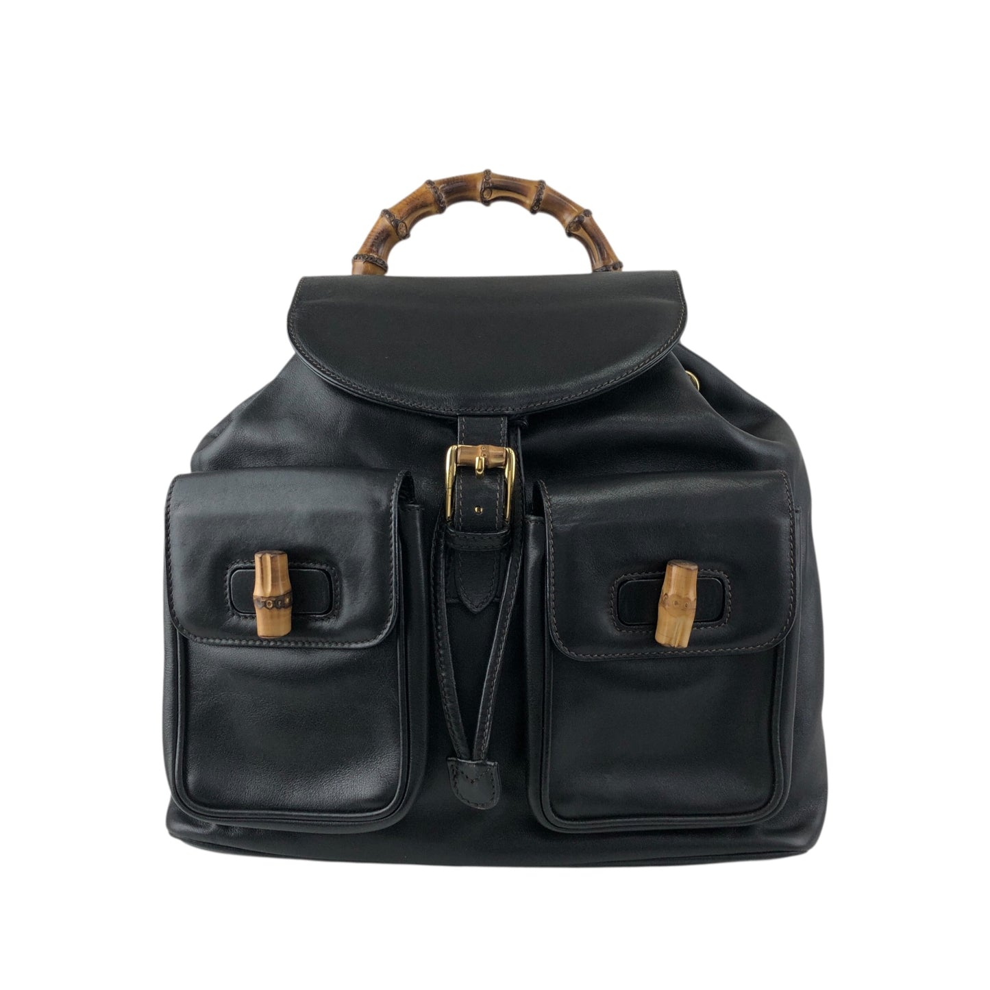 GUCCI Bamboo Backpack Black Vintage 38shhu
