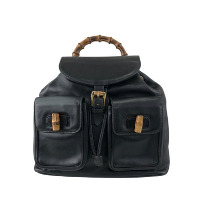 GUCCI Bamboo Backpack Black Vintage 38shhu