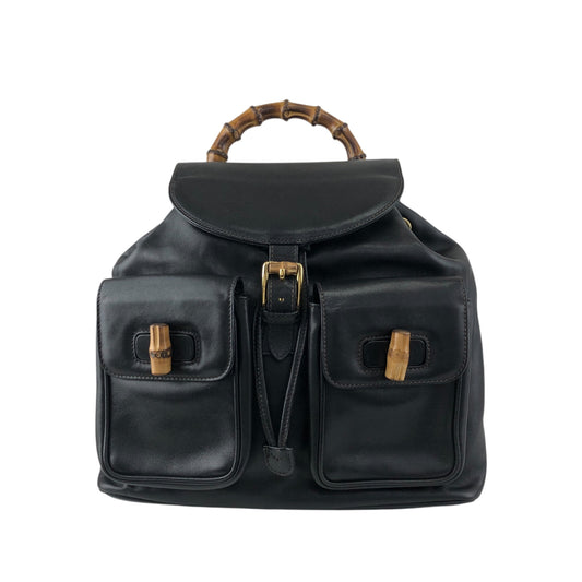 GUCCI Bamboo Backpack Black Vintage 38shhu