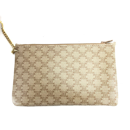 CELINE Macadam Blason Drawstring Shoulder bag Beige Vintage xugruh