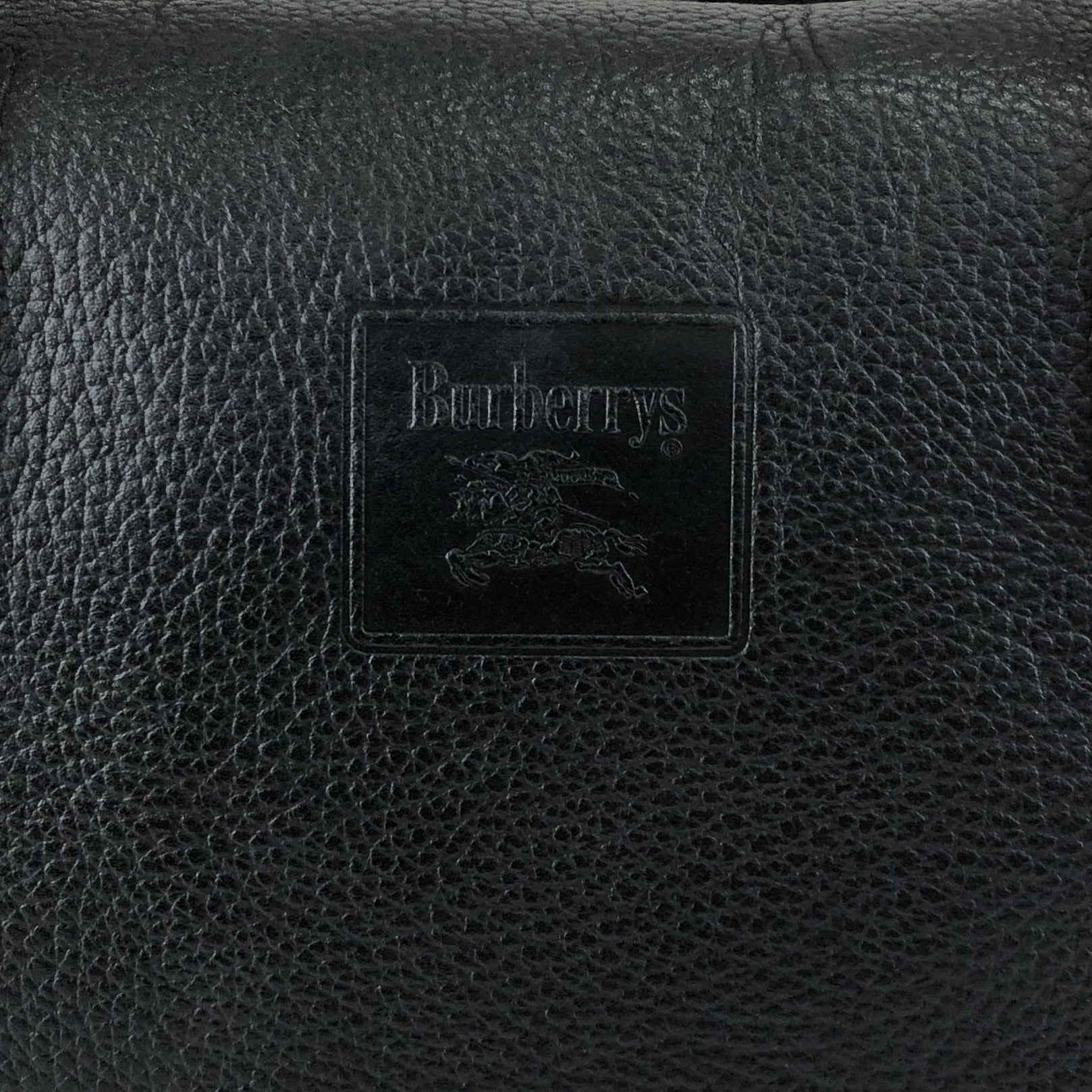 BURBERRY Logo Embossed Handbag Boston bag Black Vintage 2cz4a2