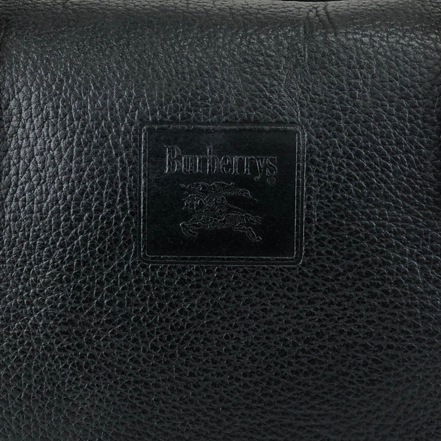BURBERRY Logo Embossed Handbag Boston bag Black Vintage 2cz4a2