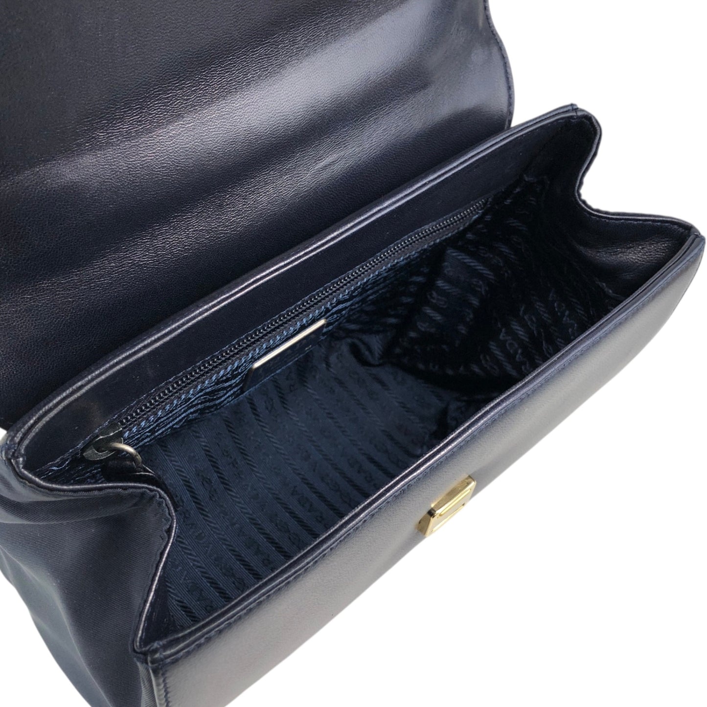 PRADA Logo Chain houlder bag Black Vintage 8snhrv