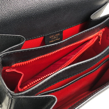 CELINE Circle Logo Shoulder bag Black Vintage eefby6