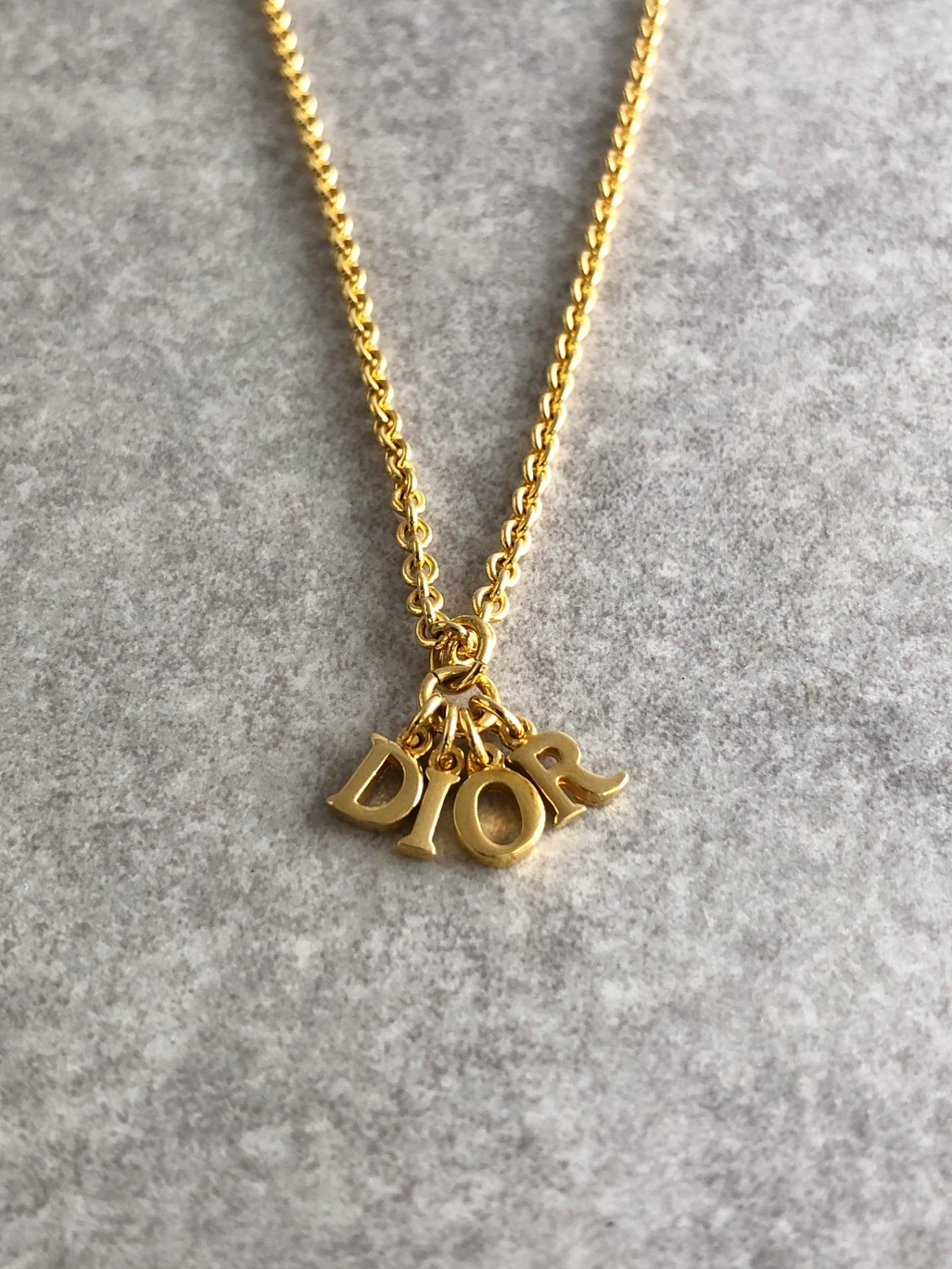 Christian Dior Charm Logo Necklace Gold Vintage 5imhkr