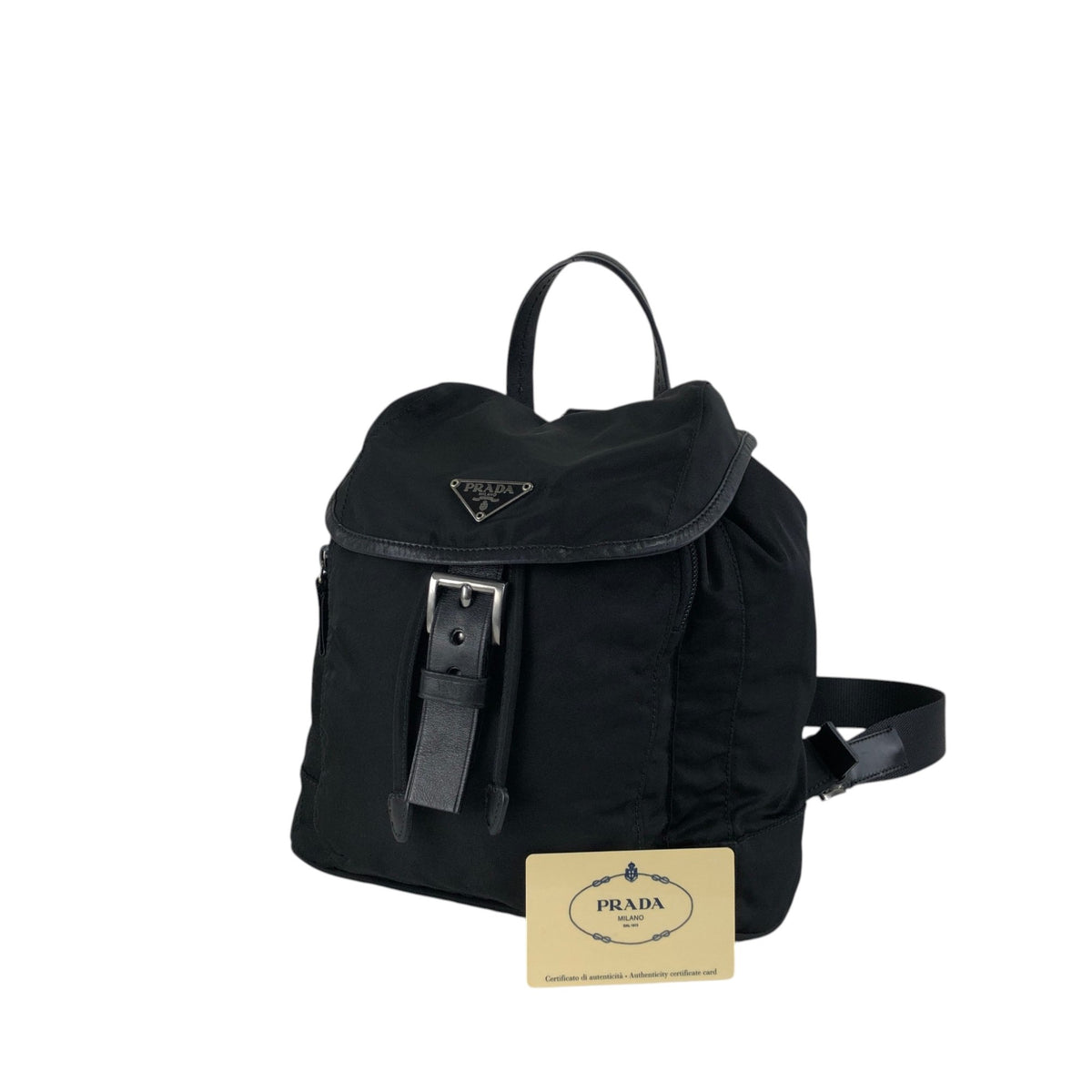PRADA Tessuto Triangle Logo Backpack Black Vintage 2jwvfk