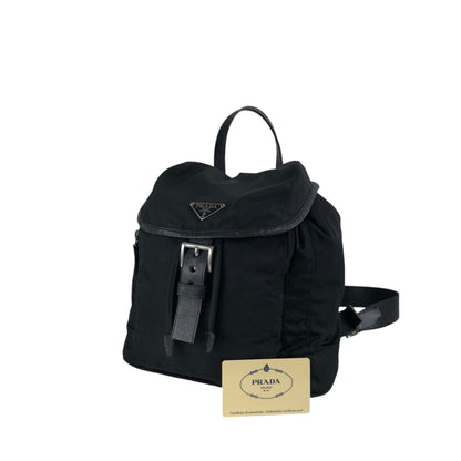 PRADA Tessuto Triangle Logo Backpack Black Vintage 2jwvfk