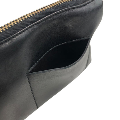 PRADA Logo Embossed Shoulder bag Black Vintage 4833mz