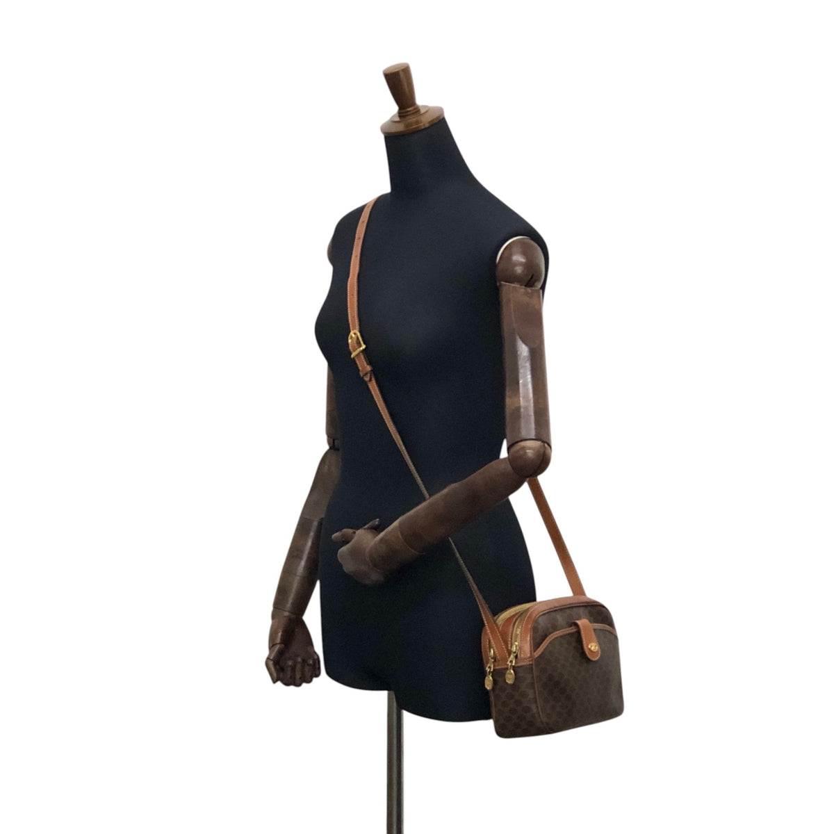 CELINE Macadam Blason Shoulder bag Brown Vintage 26ppnb